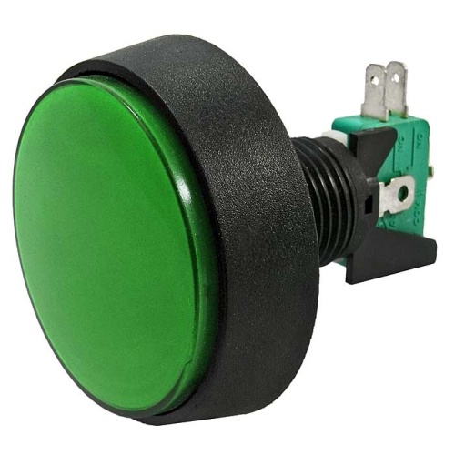 Кнопка GMSI круглая RUICHI 1B-C с LED подсветкой 12 В, 5 А, 30 мОм, 250 В, no-nc+nc-no, зеленая | код 79584 | Ruichi