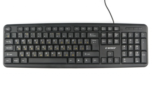 Клавиатура Gembird KB-8320U-Ru_Lat-BL, черный, USB, кнопка переключения RU/LAT,104 клавиши, кабель 1,5м | код KB-8320U-Ru_Lat-BL | Gembird