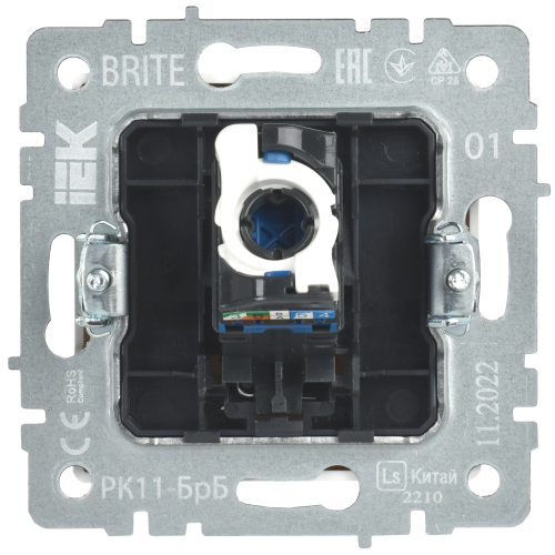 BRITE Розетка компьютерная RJ45 кат.6 РК11-БрБ белый | код BR-K10-2-K01 | IEK фото 2