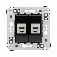 Компьютерная розетка RJ-45 без шторки в стену, кат.6А двойная экранированная, Avanti, Черный квадрат | код 4402774 | DKC