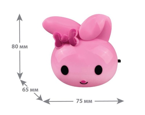 Светильник светодиодный NL-233 "Заяц" 220В ночник с выкл. розов. Camelion 13808 фото 6
