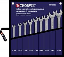 CSWS9TB Набор ключей гаечных комбинированных карданных в сумке, 6-19 мм, 9 предметов | код CSWS9TB | Thorvik