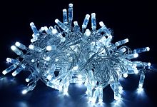 LIGHTING Гирлянда нить 20м 200 светодиодов белый свет IP44 прозрачный шнур 3м 230В контроллер 8 сцен | код LGDU111-2-200-20-T-S-44 | IEK