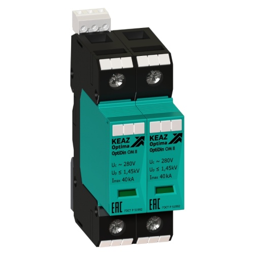 Ограничитель импульсных перенапряжений (УЗИП) OptiDin OM-II-2-280/40/X (1 шт.) КЭАЗ | код 114320 | КЭАЗ