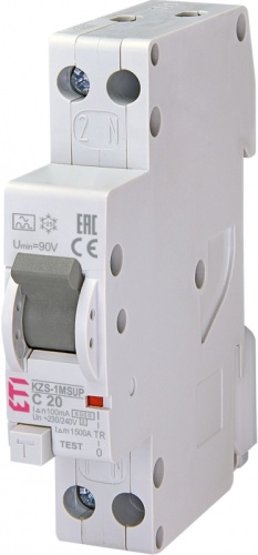 Диффер. автоматический выкл. KZS 1M SUP C 20/0,1 тип A (6kA) (верхн.подкл.) | код 002175875 | ETI