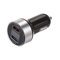 Автозарядка в прикуриватель 2хUSB с дисплеем (АЗУ) (1000+2100 mA) серебристая REXANT | код 18-1947 | REXANT