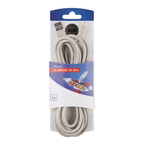 Шнур шт. micro USB - шт. USB-A 3M REXANT | код 06-3155 | REXANT