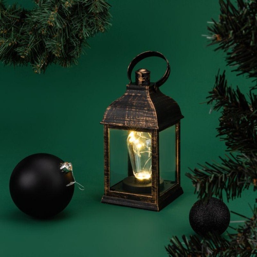 Фонарь декоративный 10.5х10.5х22.5см тепл. бел. со свечкой корпус бронз. Neon-Night 513-053 фото 4