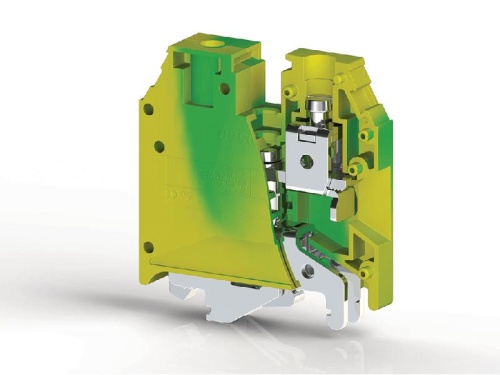 Клеммник на DIN-рейку (MR32/ MR35) 16кв.мм (земля) AVK 16T RD Klemsan 334200