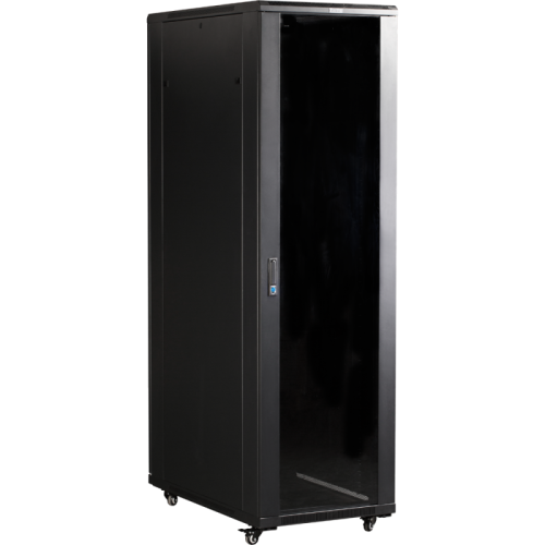 Шкаф 19 Business, 27U 600x600, черный, передняя дверь стекло, задняя дверь распашная металл | код TWT-CBB-27U-6x6-G1 | TWT