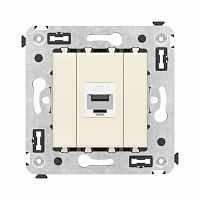 Компьютерная розетка RJ-45 без шторки в стену, кат.6 одинарная, Avanti, Ванильная дымка | код 4405693 | DKC