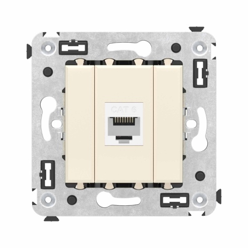 Компьютерная розетка RJ-45 без шторки в стену, кат.6 одинарная, Avanti, Ванильная дымка | код 4405693 | DKC