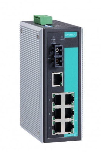Коммутатор EDS-308-S-SC-T Ethernet switch,with 7 10/100 BaseTx ports,1 single mode 100Fx,t:-40/+75C | код 00-01143360 | MOXA