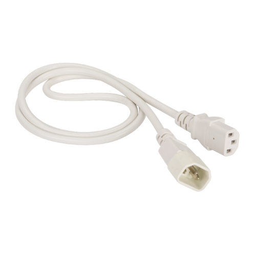 Шнур питания C13-C14, 3х0.75, 220В, 10А, белый, 1 метр | код LAN-PP13/14-1.0-WH | LANMASTER
