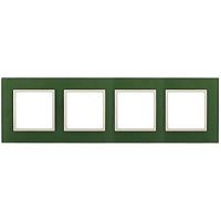 Рамка на 4 поста, стекло, Эра Elegance, зелёный+сл.кость, 14-5104-27 | код Б0034535 | ЭРА