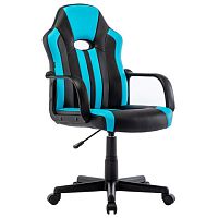 Кресло компьютерное BRABIX Stripe GM-202 , экокожа, черное/голубое, 532509 | код 532509 | BRABIX