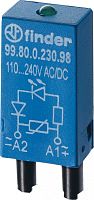 Модуль индикации и защиты, зеленый LED + диод (+ A1), 28...60В DC | код 9980906099 | FINDER