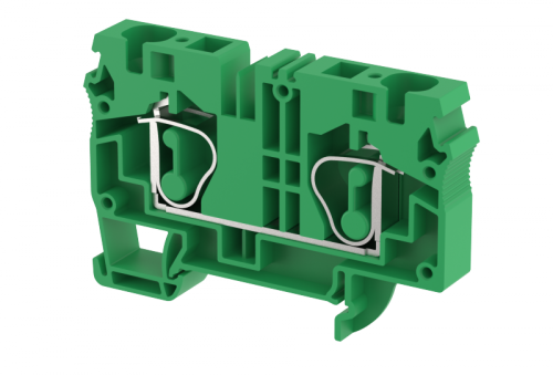 Клемма проходная пружинная 10 мм2, на 2 подключения, зеленая SQ10-GREEN | код 2105010003 | Elmex