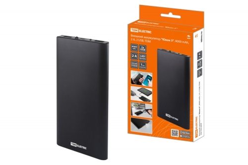 Внешний аккумулятор Юкон 3, 8000 mAh, 2 А, 2 USB, TDM | код SQ1703-0003 | TDM