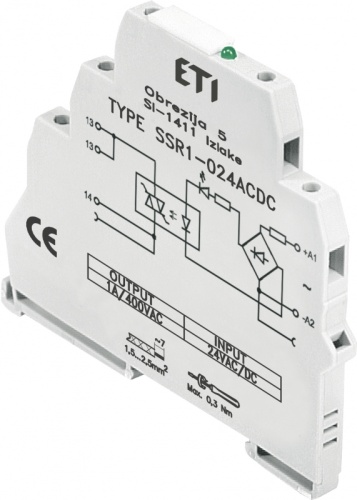 Реле интерфейсное SSR1-230 ACDC (тиристорное, 1NO, 1.2A AC1, 400V AC) | код 002473051 | ETI