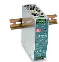 Источник питания на DIN-рейку 24 В,6.5 А,156ВТ, MEANWELL, I класс защиты, 40х125х113мм | код EDR-150-24 | Вартон