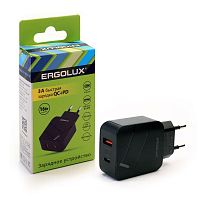 Адаптер сетевой ELX-РA01QC-C02 1USB+1Type C 100-220В 5-9В/3А QC коробка черн. ERGOLUX | код 15108 | Ergolux