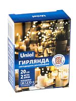 Гирлянда LED на батарейках ULD-S0200-020/SСB/2AA MULTI IP20 DEW 2AA (не в/к) "Роса" 2м 20 диодов разноцвет. провод медн. Uniel UL-00007205