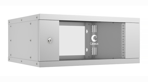 Cabeus WSC-05D-4U55/45 Шкаф телекоммуникационный настенный 19 4U, серия LIGHT разборный, дверь стекло, цвет серый | код 10183c | Cabeus