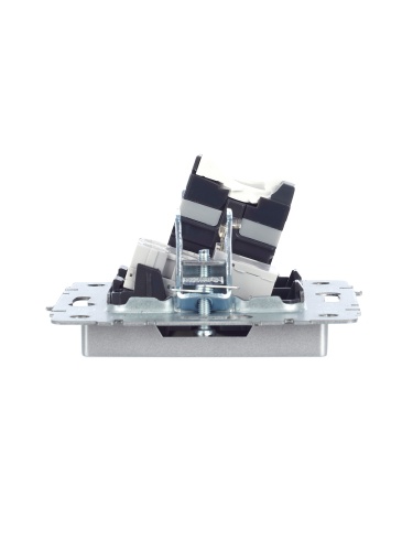 BRITE Розетка двойная RJ11+RJ45 кат.5E РК/Т12-БрА алюминий | код BR-KT20-O-1-K47 | IEK фото 4