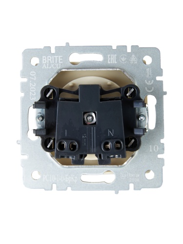 BRITE Розетка 1-местная без заземления без защитных шторок 10А РС10-1-0-БрКр бежевый | код BR-R10-10-K10 | IEK фото 4