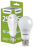 Лампа светодиодная A65 груша 25Вт 230В 6500К E27 GENERICA | код LL-A65-25-230-65-E27-G | IEK