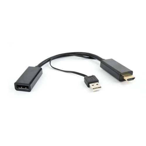 Конвертер HDMI->DisplayPort, Cablexpert DSC-HDMI-DP, HD19M+USBxHD20F, черный | код DSC-HDMI-DP | Cablexpert