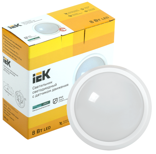 Светильник светодиодный ДПО 5012Д 8Вт 4000K IP65 круг белый с датчиком движения | код LDPO1-5012D-08-4000-K01 | IEK фото 2 Светильник светодиодный ДПО 5012Д 8Вт 4000K IP65 круг белый с датчиком движения | код LDPO1-5012D-08-4000-K01 | IEK фото 2