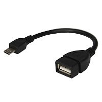 USB кабель OTG micro USB на USB шнур 0.15 м черный REXANT | код 18-1182 | REXANT