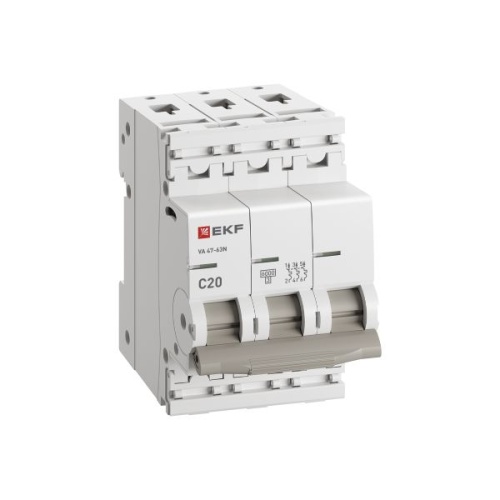 Выключатель автоматический модульный 3п C 20А 6кА ВА 47-63N PROxima | код M636320C | EKF фото 3