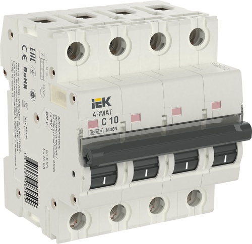 ARMAT Автоматический выключатель M06N 4P C 10А | код AR-M06N-4-C010 | IEK 