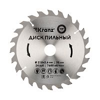 Диск пильный 210 мм х 24 зуб х 30 мм Kranz | код KR-92-0120 | KRANZ