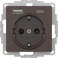 ATLASDESIGN РОЗЕТКА 16А c 2 USB A+C, 5В/2,4А/3,0А, 2х5В/1,5А, механизм, МОККО | код ATN000632 | Systeme Electric