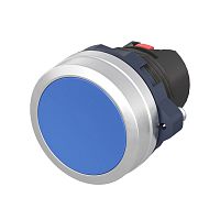 Кнопка плоская без фиксации алюм. кольцо син. DKC M22P-FMBA