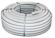 Труба гофр, ПВХ с протяжкой d50 мм (20 м) серая-Plast | код tg-z-50 | EKF
