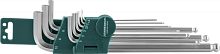 H06SM109S Комплект угловых шестигранников EXTRA LONG с шаром 1,5-10мм, 9 предметов S2 материал | код H06SM109S | JONNESWAY