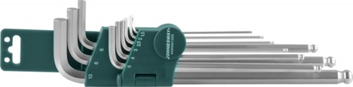 H06SM109S Комплект угловых шестигранников EXTRA LONG с шаром 1,5-10мм, 9 предметов S2 материал | код H06SM109S | JONNESWAY