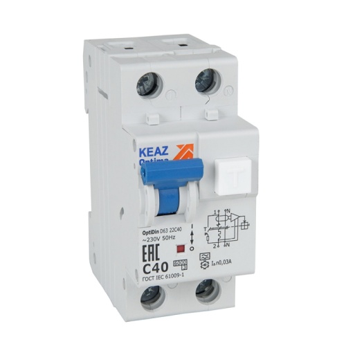 АВДТ с защитой от сверхтоков OptiDin D63-23C25-A-У3 6кА (2P, C25, 100mA) | код 333151 | КЭАЗ