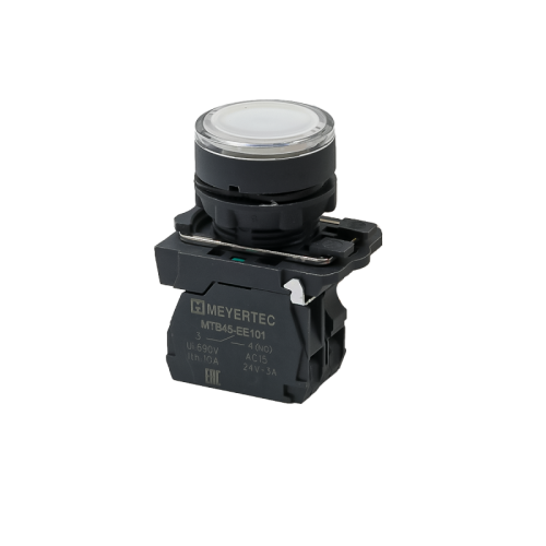 Кнопка белая с подсветкой, 1NO, 220V AC/DC, IP65, пластик MTB5-AW31713 | код 137268 | MEYERTEC