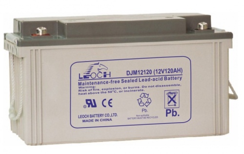 DJM12120 LEOCH Аккумуляторная батарея для ИБП, систем охраны и пожарной безопасности, напряжение: 12В, ёмкость: 120Ач, клеммы типа: Т11, Размеры ДШВ: 410х177х225мм, вес: 35кг. Срок службы: до 12 лет. | код DJM12120 | LEOCH