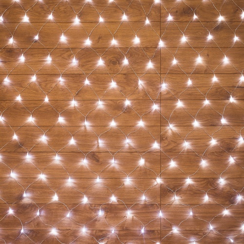 Гирлянда Сеть 1,5х1,5 м, прозрачный ПВХ, 96 LED белый | код 215-105 | NEON-NIGHT