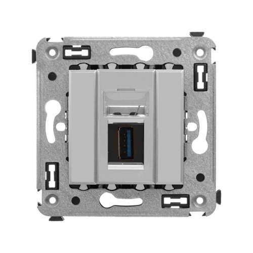 USB 3.0 розетка одинарная в стену, тип А-А, Avanti, Закаленная сталь | код 4404303 | DKC