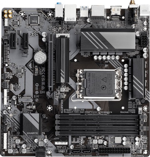 Материнская плата Gigabyte B760M DS3H AX Soc-1700 Intel B760 4xDDR5 mATX AC`97 8ch(7.1) 2.5Gg RAID+HDMI+DP | код 1995630 | GIGABYTE