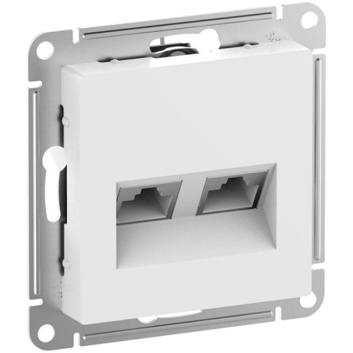 Розетка компьютерная 2-м AtlasDesign RJ45 кат.6A механизм бел. | код ATN000188 | Systeme Electric