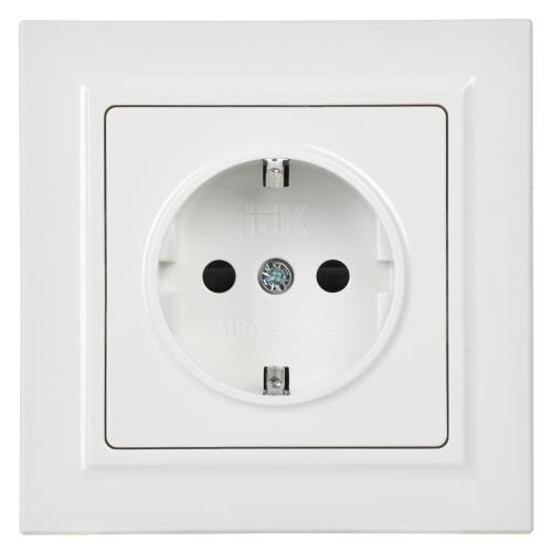 BRITE Розетка 1-местная с заземлением с защитными шторками 16А в сборе РСР14-1-0-БрБ белый | код BR-R14-16-K01-F | IEK фото 4